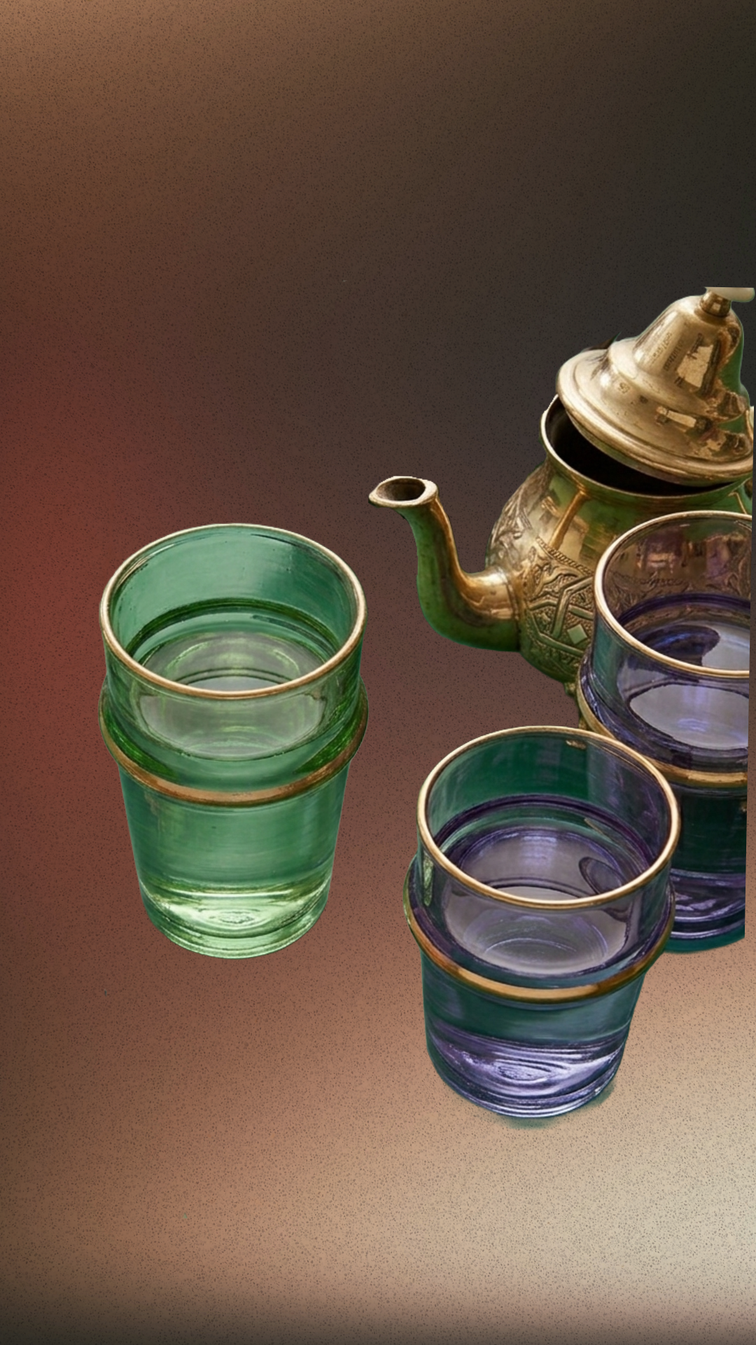 Clear Colored Moroccan Tea Glasses - Set of 12